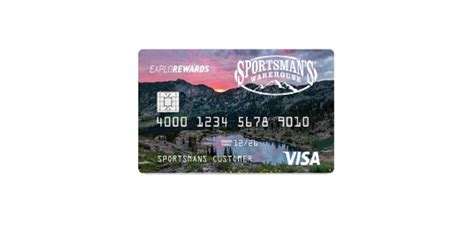 Explorewards store card - 15% off your first purchase at Sportsman's Warehouse or Sportsmans.com when you open and use your EXPLOREWARDS Credit Card same day as account opening. 1; 5 points per $1 spent at Sportsman’s Warehouse and Sportsmans.com. 2; 2 points per $1 spent on gas/fuel stations, home improvement retailers and campgrounds. 3